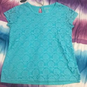 Blue Laced Polyester Shirt